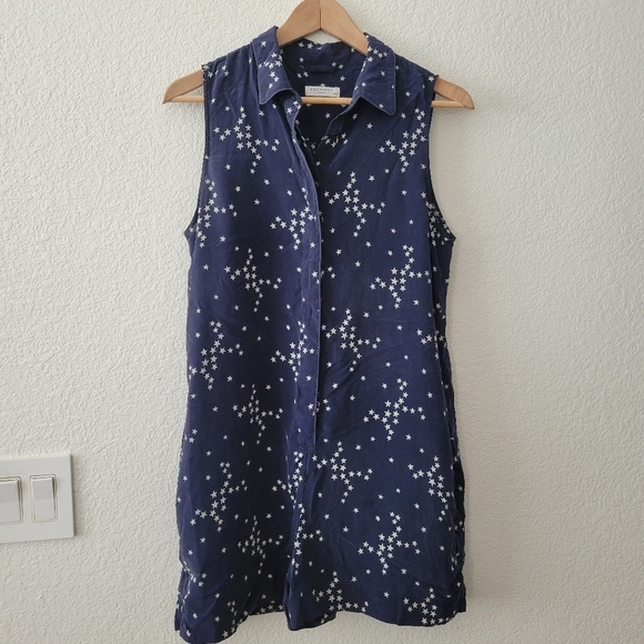 Equipment 100% Silk Stars Print Romper M Navy - Picture 3 of 13